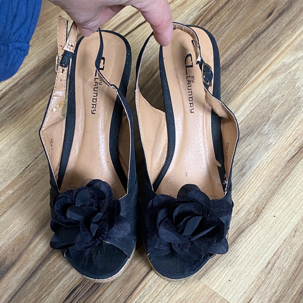 CL by Laundry Black Floral Heels